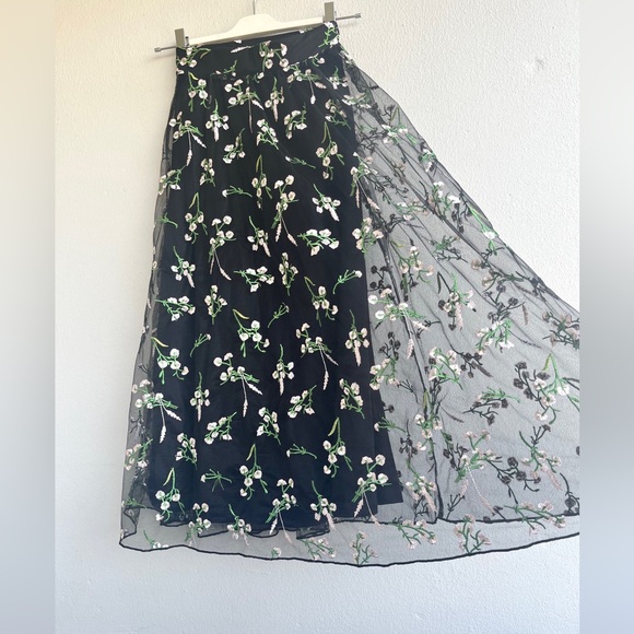 H&M | NWOT Embroidered Tulle Midi Skirt - Picture 2 of 15